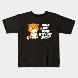 What have i done cat (on dark colors) Kids T-Shirt